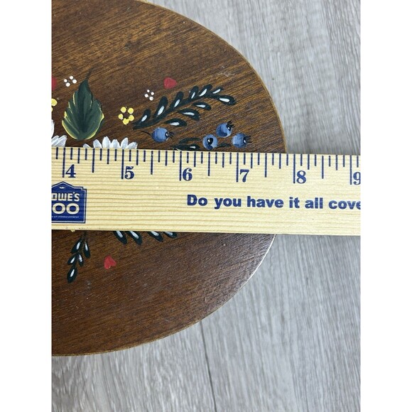 Vintage Wooden Box Oval Shape Hand Painted Floral Lid Made In Yugoslavia - Picture 11 of 13